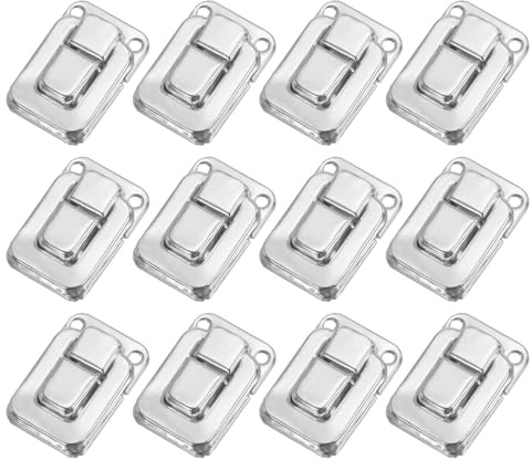 PATIKIL Toggle Catch Lock 1.6 x 1.1, 12 Pack Metal Buckle Hasp Lock Latch Clasp for Jewelry Box Wooden Case Decoration, Silver