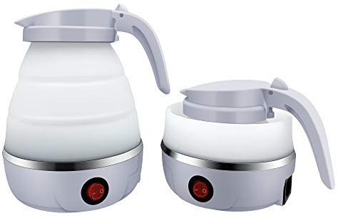 Bollitore elettrico da viaggio portatile pieghevole, 0,6 l, piccolo bollitore pieghevole per caffè e tè (bianco)