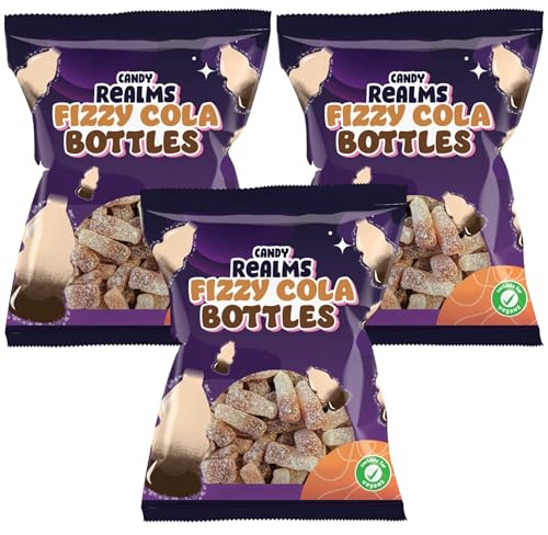Candy Realms Fizzy Cola Bottles Gummy Sugar Coated Sweets 190g - 3x Share Bags