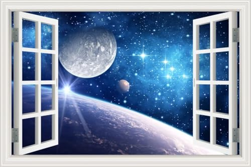 XAONUO Pvc Autoadhesivo Impermeable Papel Tapiz 3D Planeta Cielo Estrellado Paisaje 200X150 Fotomural 3D Mural De Personalizar Vinilo Sala De Estar Mural De Arte De Etiqueta De La Pared