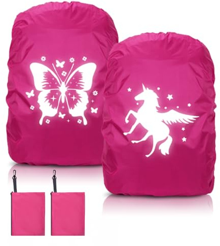 2 Pièces Housse Sac a Dos Impermeable Réfléchissante, 35L Protection Pluie Sac à Dos Imperméable, Protege Sac a Dos Réfléchissante, Protege Cartable Pluie Réutilisable pour Randonnée Voyage Cyclisme