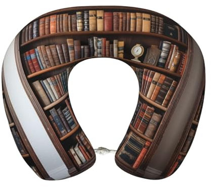 Bibliotheks-Bücherregal-Buchdruck, personalisiertes Reisekissen aus Memory-Schaum, geeignet zum Schlafen in mehreren Szenarien