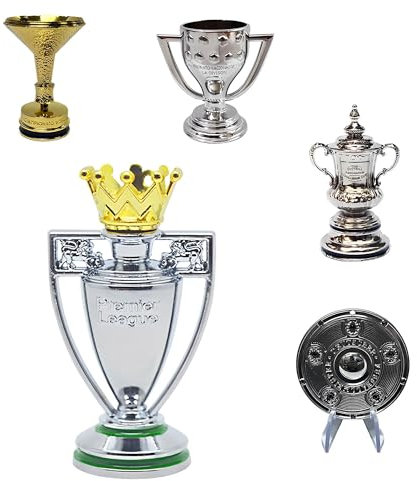 Haodagess Mini Fußball Trophäe,Vollmetallmaterial Sammlung Von Fußballliga Trophäen Modellen,Fünfteiliges Set,B
