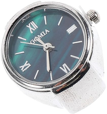OATIPHO Reloj de Anillo Mini de Dedo Manecillas Claras y Números Clásicos, Aleación de Zinc Plateada, Elegante y Compacto para Uso Casual Diario