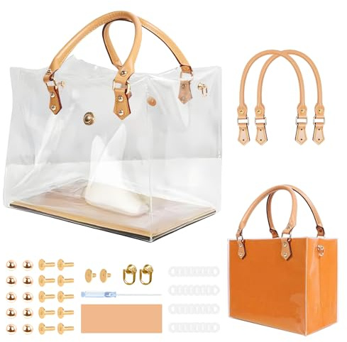 Orifesio Transparente Handtasche, Klar PVC DIY Tote Tasche Making Kit, Durchsichtige Tragetasche, DIY Taschen Set, Handgefertigte Geschenktüten Zubehör, Geschenktüten-Makeover, Transparent Bag Set