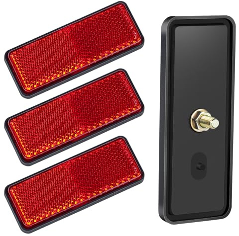 AYBUY Reflektoren Motorrad E4 Hinten Rot, 4 Stück 89X35X10mm Reflektor Motorrad, Rechteckige Schraubentyp Reflektoren, Katzenauge Multifunktional Scooter E-geprüft