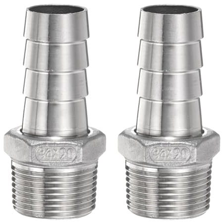 QUARKZMAN 2 stycken slanguttag i rostfritt stål 20 mm slanguttag x G 3/4 tum herr rörförskruvning reducerare rörkoppling gängkontakt adapter för vatten bränsle luft