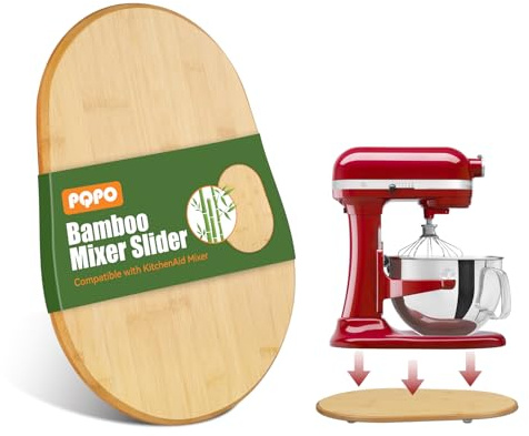 Bamboo Mixer Slider Compatible with Kitchen Aid 6-8 Qt Bowl Lift Stand Mixer, Easy-to-Move, Countertop-Protecting Mixer Accessories