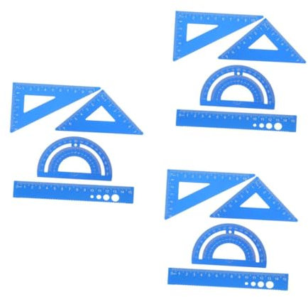 DOITOOL 3 Set Misura per Studenti Goniometro Righello e Triangolo Alluminio Kit Cancelleria per Matematica per Scuola e Ufficio