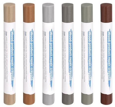 QUARKZMAN Bois Remplissage Bâtonnets 6 Couleurs Bois Cire Toucher Haut Meubles Réparation Crayons pour Jaune Poire, Marche Gris, Doré Chêne, Moyen Brun, Rougeâtre Brun, Moyen Gris