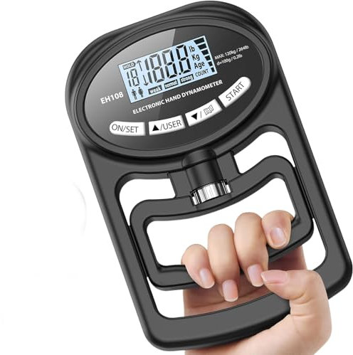 Dinamometro elettronico a mano, tester digitale per la forza della presa, 120 kg, massimo 120 kg, per sport, casa, scuola