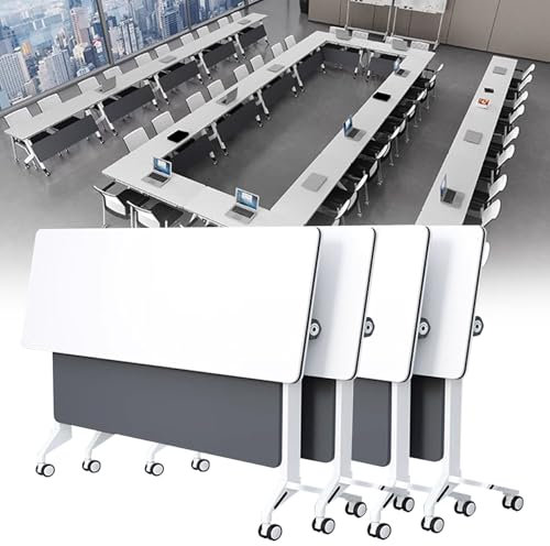 Zusammenklappbarer Konferenztisch, tragbar, modern, Meeting-Schreibtisch, platzsparend, faltbar, Trainingstisch für Büro, Klassenzimmer, Konferenzen und Veranstaltungen, einfach zu verstauen und zu