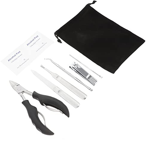 Homoyoyo Kit de 7 Piezas Cortaúñas y Herramientas de Manicura, Acero Inoxidable y Pp, Adecuado para Uñas Gruesas y Encarnadas, Incluye Bolsa de Almacenamiento Portable