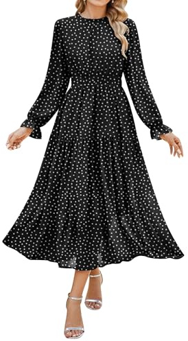 GRACE KARIN Women Long Sleeve Floral Chiffon Maxi Wedding Guest Dresses