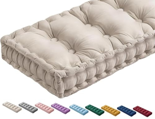 Générique Coussin De Banc D'intérieur Velours 120cm 150cm 80cm 100cm 90 X 30 Cm épaisseur 10cm Coussin De Siège Capitonné pour Banquette De Piano,Chaises De Cuisine,Canapé,Bancs,Beige,100x30x10cm