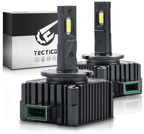 TECTICO D3S Bombillas LED para Faros de Coche, 90W 12000LM 6000K Blanco Frío, Luces Altas/Bajas Plug and Play, Reemplazo Directo OEM HID Xenón - 2 piezas
