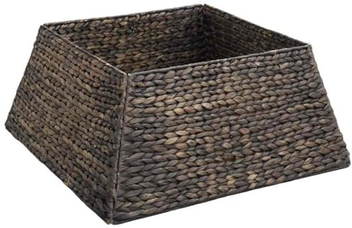 Collier de sapin de Noël noir en jacinthe d'eau - 60 x 60 x 28 cm - Durable pour le salon et l'extérieur protégé comme nappe élégante pour la décoration festive et la protection du sol