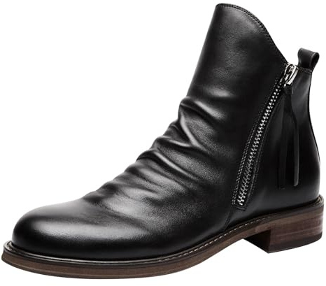 Chaussures Sport Homme Confortable - Bottes Homme Grande Taille Chaussure | Petit Talon Sneakers avec Zip baskets Respirante Botte Cuir Basquettes De Marche Sneaker Tendance Basquettes