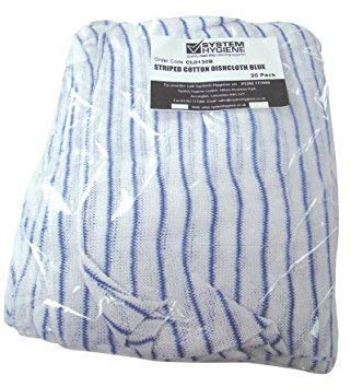 40x30cm (16x12) Striped Cotton Dishcloths - Pack of 20 (Blue)