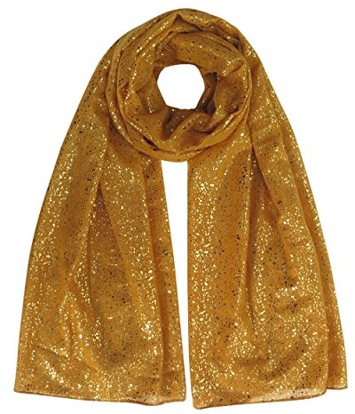 Lina & Lily Damen Schal Tuch Hijab Kopftuch mit Folien Gold Glitzert