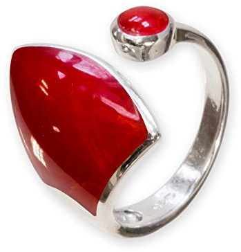 Fly Style Ring Silber 925 Damen, offener Ring größenverstellbar, 925 Silber Ring mit Stein oder Muschel Inlays
