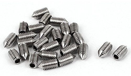 sourcing map 25pcs pour Poignée de Porte Vis Sans Tête M5 x 10mm Argenté | Vis Pointeau Conique, Hexagonale