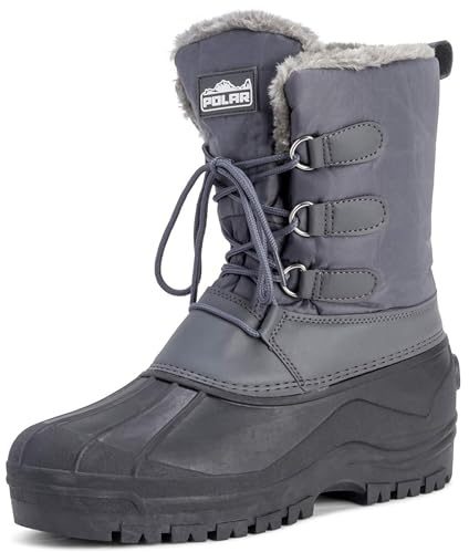 POLAR Mens Lace Up Walking Muck Short Hiking Snow Duck Thermal Boots - Gray - US13/EU46 - YC0338