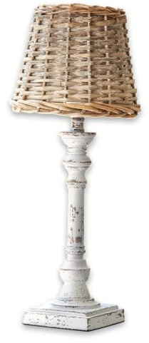 LOBERON Tischlampe Noelie, braun/antikweiß | handarbeit gefertigt, Braun/Antikweiß, bezaubernder Rattan-Schirm – Rattan