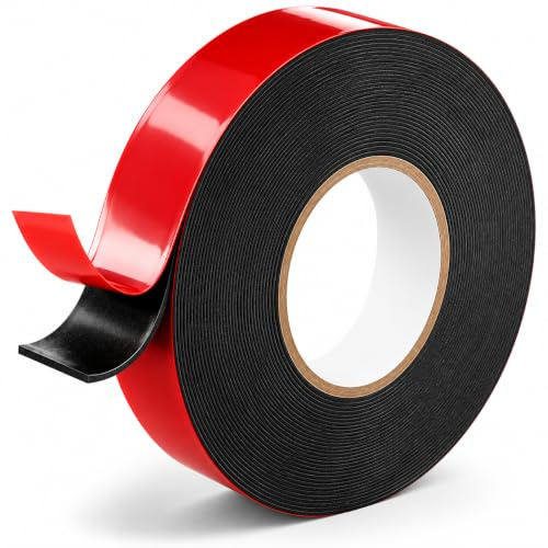 HAVENWARE Heavy Duty Double Sided Mounting Tape 25mm x 5m x 1mm Extra Strong Acrylic Foam Adhesive Tape, Waterproof Indoor & Outdoor Tape for Car Trim, LED Strips, Home, Office, Glass, Metal & Plastic