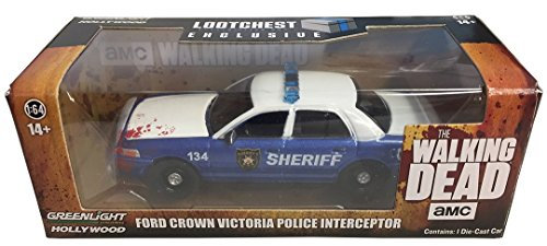 Greenlight The Walking Dead Polizei Auto - Police Car, Maßstab 1:100, Metall, 10 cm, für Kinder und Erwachsene, Fans von The Walking Dead, Polizei-Fans