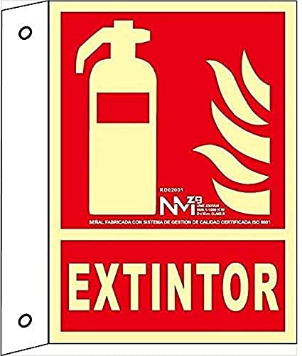 Banderola Luminiscente Extintor Clase A PVC 1mm 21x30cm con CTE, RIPCI y Apto para la Nueva Legislación | NORMALUZ - A02701