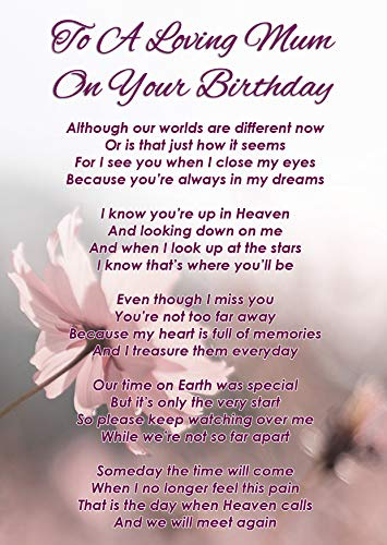 to A Loving Mum On Your Birthday Memorial Graveside Funeral Poem Keepsake Card Includes Free Ground Stake F347