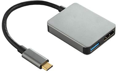 USB C auf HDMI Adapter, USB 3.1 Typ C auf HDMI 4K, USB 3.0 Port, USB C Ladeanschluss Konverter Adapter für MacBook, Chromebook, Samsung Galaxy S8/S9 Plus