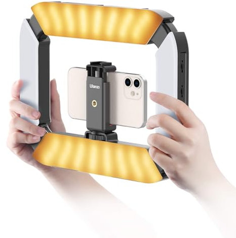 Portable Handheld LED Selfie Ring Light - ULANZI Phone Video Ring Light with Phone Holder, 2500K-8500K Selfie Light with 8000mAh Build-in Battery For Filmmaking, Live Stream, TikTok, YouTube Recording