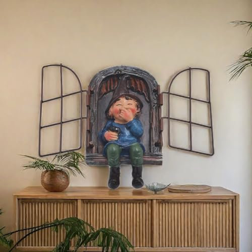 NIWWIN Statua dello Gnomo da Giardino Ornamenti per L'Albero, Decorazione della Statua in Miniatura Simpatica Statua di Figura Accessori da Giardinaggio per Interni ed Esterni (Female)