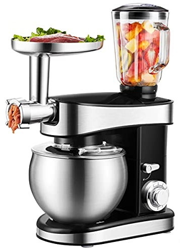 HIZQ Profesional Batidora Amasadora, Batidora Planet De 5,5 L, Batidora Eléctrica De Acero Inoxidable Con Cuenco, Batidora Batidora Batidora De Cocina De Pan De Crema Para Pasteles 1500W