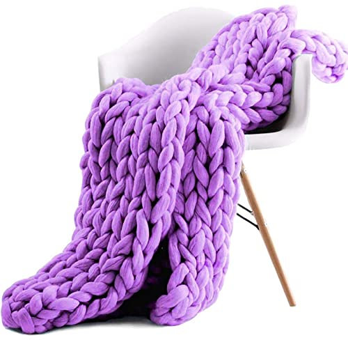 Grob Gestrickte Kuscheldecke,Armstrick-Decke, Hand Grob Gestrickt,warm, klobige Handgemachte Baumwolldecke, weiche Haustierbett-Stuhl-Matten-Teppich,Wohnkultur-Decke, für Schlafzimmer, Wohnzimmer