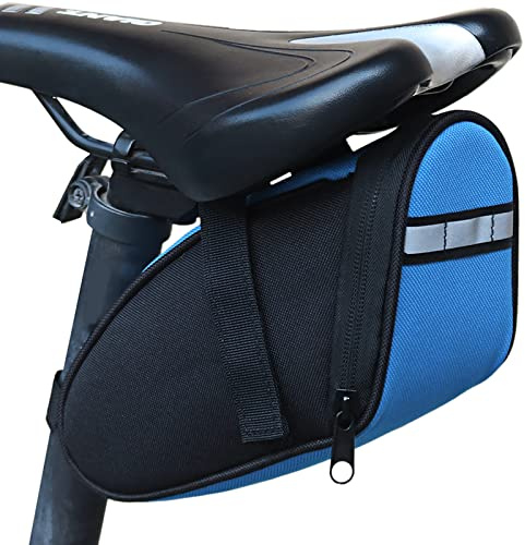 Gsrhzd Borsello Sella Bici, Borsa Sottosella Bici da Corsa, Borsa Sottosella MTB, Borsa Sottosella con Strisce Riflettenti di Sicurezza, per Mountain Bike, Bici da Corsa, Blu