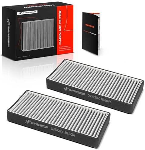 A-Premium 2-PC Cabin Air Filter with Activated Carbon Compatible with Mercedes-Benz E300, E320, E420, S350, S430, S500, S600, CL500, CL600, CL55 AMG, CL65 AMG, E55 AMG, S55 AMG, Located Under Hood
