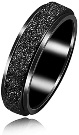 Uloveido 6 mm spinner vigselring snurrande roterande ångestlindrande ringar herr sandblästrad glitterfinish för kvinnor MenY2179-UK, V1/2 (64.6mm), rostfritt stål, Ingen ädelsten