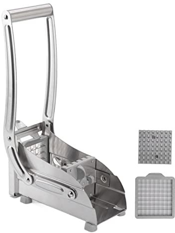 Cortador de papas fritas de acero inoxidable, cortador de vegetales y papas Cortador de papas profesional Cortador de papas fritas con 2 cuchillas para papas