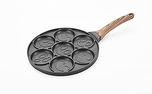 YZJSSL Padella per Pancake con Faccina Sorridente, Piastra per Pancake Antiaderente con 7 Facce Divertenti Uniche di Flapjack Padella per crêpe Stampo per Pancake Mini Creatore di Pancake