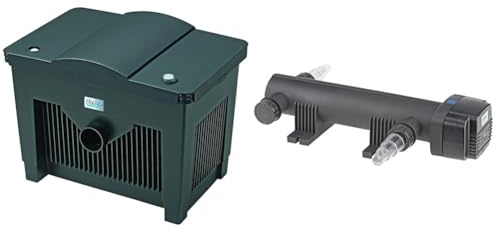 Oase 56776 Durchlauffilter BioSmart 18000 & 56837 UVC Vorklärgerät Vitronic 18 W geeignet für Teiche bis 20 m³, Teichklärer, UVC-Klärer, effektive Algenbekämpfung, Teichpflege, algenfreier Teich