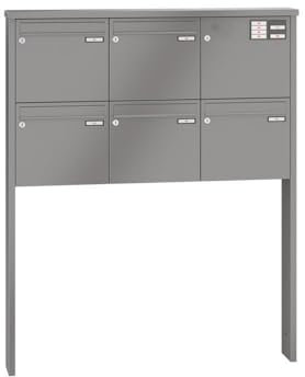 RENZ/Tetro / 5er Freistehende Briefkastenanlage Standbriefkasten mit Sprechfeld/RAL-Farbe 9007 Volumen 1/zum Einbetonieren/Dein-Briefkasten.de