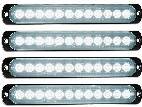 RIGIDON 4 st 7,5 tum 12 led vit stroboskop bromsljus, säkerhetsblinkers 12 V 24 V led-ljusstång för bil fordon nyttobåt släpvagn husvagn