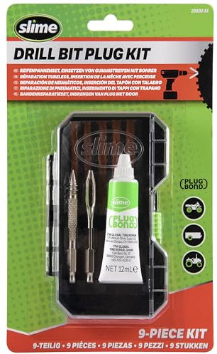 Slime 20502-51 Reifenversschlussstopfen-Bohrer-Set, für alle Bohrer geeignet, einfachste Reifenstopfen-Option (9-teiliges Set)
