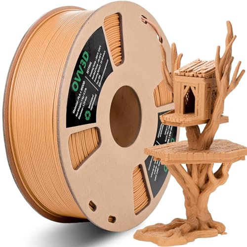 OVV3D Holz-PLA-Filament, 1,75 mm, 3D-Drucker-Filament, gelbes Teakholz-Filament, fügt mehr als 30 % echte Holzfaser hinzu, mattes und mattiertes 3D-Filament, 1,75 PLA-Filament, Holz, 3D-Druck-Filament