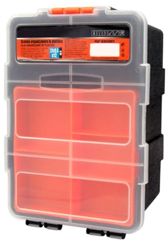 AC - Caja organizadora con Bandeja Interior de 5 Compartimentos - Plástico - Almacenamiento de Herramientas, Tornillos, Accesorios Pesca - 22 x 15,5 x 12 cm