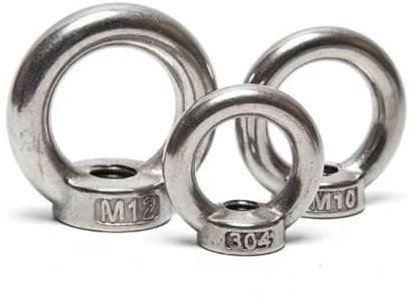 KVLHCSVA 10 Stück M3 M4 M5 M6 M8 M10 M12 Ringmutter Edelstahl Marine Hebe-Ringmutter Ringmuttern Schlaufenloch für Maschinen und Geräte