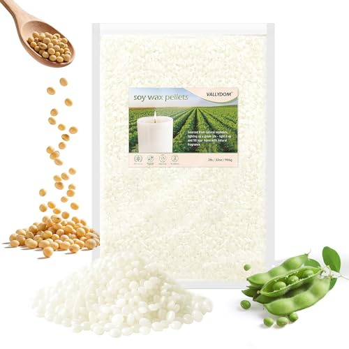 VALLYDOM 906g Soy Wax for Candle Making: Pure Soy Wax Pellets, Organic, No Additives, Long Burn Time, Perfect for Scented Candles, Tealights, Craft Candles & More